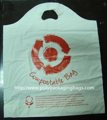 China 100% Compostable Plastic Bags Die Cut Shopping Bag in White for sale