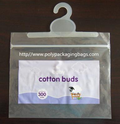 China Resealable Poly Bags With Hangers / Ziplock Plastic Bag With Hook for sale