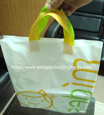 China White Plastic Gift Bags With Custom Logo / Loop Handle Polythene Bags For Promotion for sale