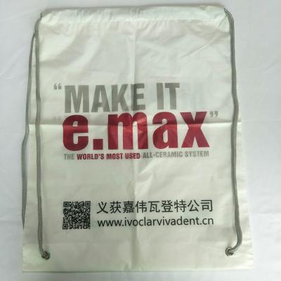 China Rope Shoulder Custom Plastic Drawstring Bags Double Layer Material Synthetic for sale