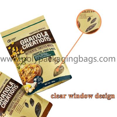 China Custom wholesale aluminium clear window stand up pouch kraft paper zipper packaging bags for sale