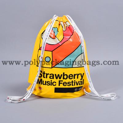 China 40L 0.05mm PE Plastic Drawstring Backpack For Clothing Drawstring Plastic Bags for sale