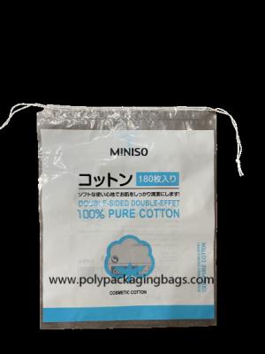 China 0.04mm LDPE Plastic Drawstring Bags For Cotton Cosmetic Packaging for sale