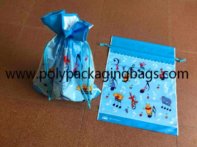 China Gravure Printing 0.06mm Frosted CPE Plastic Drawstring Bags for sale