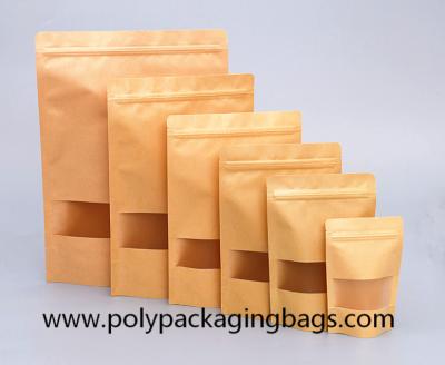 China Biodegradable Ziplock 140 Micron Kraft Paper Bags For Coffee Dried Food for sale