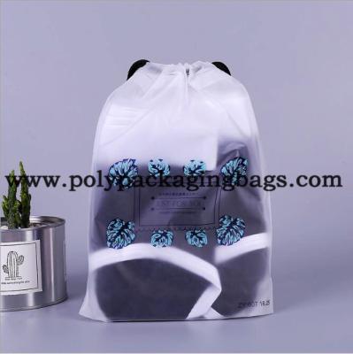 China Gravure Printing 100mic Frosted Plastic Drawstring Bags Customized Logo Promotional Polyester Drawstring Frosted Bag for sale