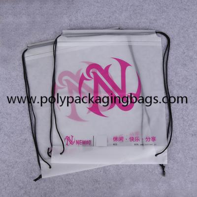 China Biodegradable Frosted CPE Plastic Drawstring Backpack Printing Size Custom for sale