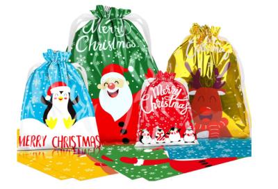 China Christmas gift bag pe drawstring bag candy gift biscuit cookie happy atmosphere packaging bag for sale