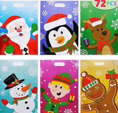 China Customization 17×21cm Die Cut Handle Plastic Bags For Christmas Gift Packaging Bags for sale