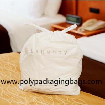 China Biodegradable LDPE Plastic Laundry Bag With Cotton String Rope for sale