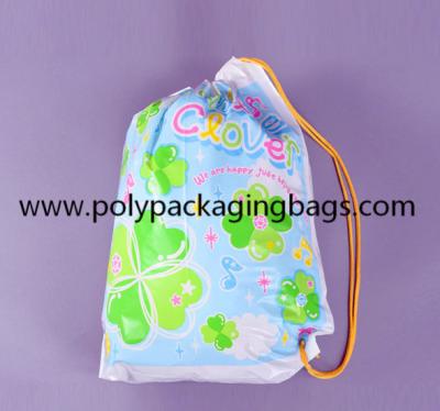 China NERC 0.07mm PE Plastic Drawstring Backpack Bags For Travel Drawstring Plastic Bags for sale