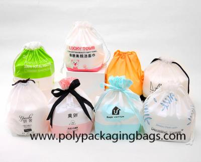 China Da fita branca do LDPE do CPE sacos de cordão plásticos geados para o empacotamento dos petiscos à venda
