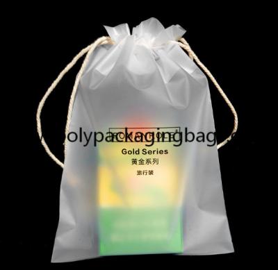 China RoHS Gravure Printing Frosted Poly Drawstring Bags Double Draw String Travelling Pouchess for sale