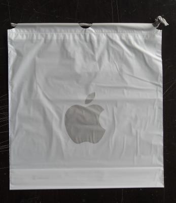 China Custom Apple Iphone Classic Drawstring Plastic Bags with PP Rope for sale