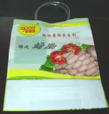 中国 ソーセージのための多彩なプラスチック買い物袋のループ ハンドル袋、野菜 販売のため