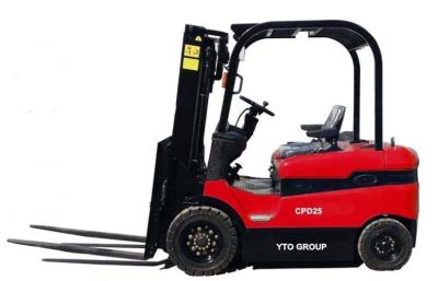China YTO 2.5ton Logistics Machinery Battery Powered Forklift With 5m Lifting Height for sale