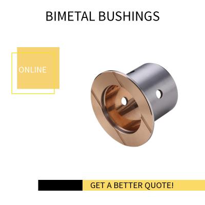 China Bimetal Flanged Sleeve Bearings For Bulldozer Track Roller for sale