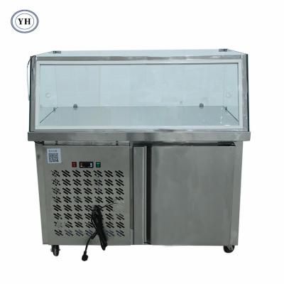 China Single-Temperature Best Refrigerator Deer Meat Cooler Grocery Food Showcase Stainless Steel Duck Neck Display Cooler Deli Showcase Custom SN N NT en venta