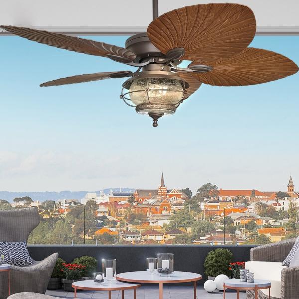 Quality 52 Inches Waterproof Ceiling Fan With Light 5 ABS Blades Weather Proof Ceiling for sale