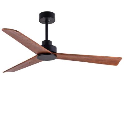 China 3 Wooden Blades 52 Inch Fan Brown Wood Ceiling Fan No Light for sale