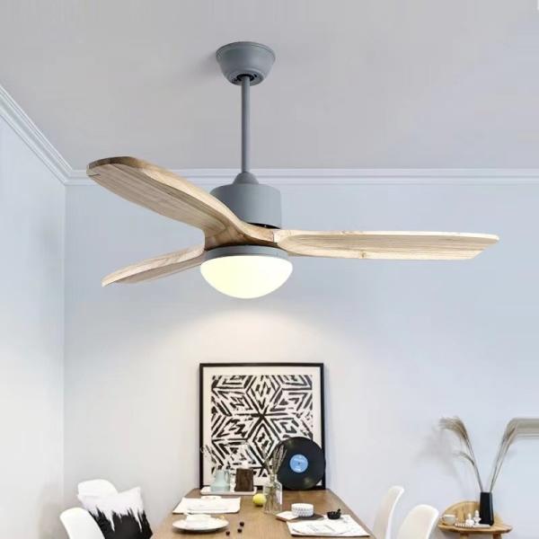 Quality 52 Inch LED 3 Blade Wood Ceiling Fan DC Motor Light Wood Ceiling Fan for sale