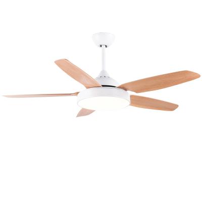 China 5 ABS Blade Fandelier 52 Inch Ceiling Fan With Light White And Brown for sale