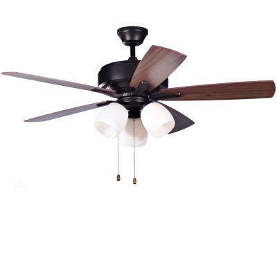 China Classic Antique Brass Ceiling Fan With Light Pull Chain AC Motor for sale