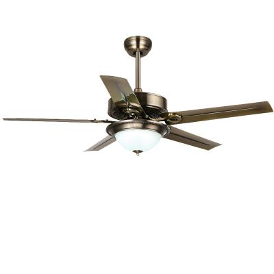 China Europe Style Modern Ceiling Fan With Led Light Villa AC DC 5 Iron Blades for sale