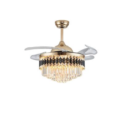 China 52 DC Folding Ceiling Fan With Light Chandelier With Hidden Fan for sale