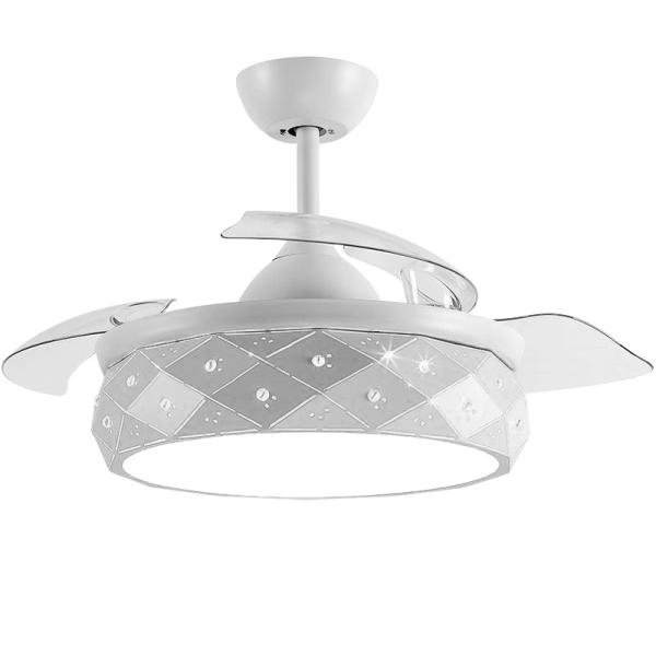 Quality Retractable ECO Foldable Blade Fan White 42in Ceiling Fan With Light for sale