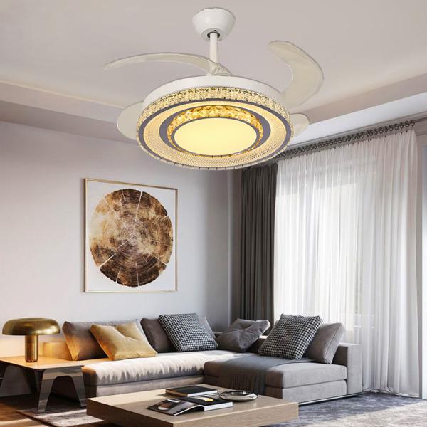 Quality Smart Control Foldable Blade Fan Ceiling Fans With Lights And Retractable Blades for sale