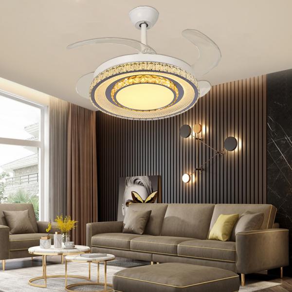 Quality Smart Control Foldable Blade Fan Ceiling Fans With Lights And Retractable Blades for sale