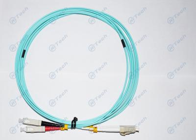 China Cordón de remiendo optimizado laser OM3, SC - cable 2000 MHz.Km del remiendo de la fibra de la aguamarina del LC en venta