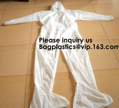 China Light Duty Disposable Protective Coveralls Suit Attached Non-Woven Fabric Hood Elastic Wrist Ankles and Waist Serged Sea for sale