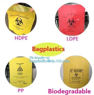 China medical bag colorful infectious plastic disposable bags, Medical Consumables Biohazard Waste Bag Disposable HDPE LDPE pl for sale