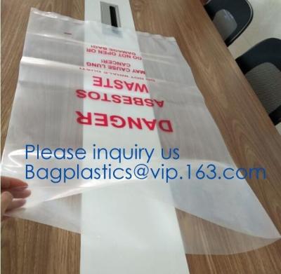 China PE asbestos yard waste bags,hazard waste disposal bags,Customized danger warning printing clear polythene LDPE asbestos for sale