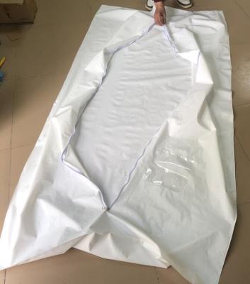China White Chlorine Free PEVA Body Bags with Build In Handles,dead corpse non-woven body bag,funeral supplies package for sale