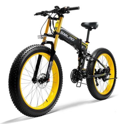 China 1kw Motor Folding Fat Tyre Electric Bike , ODM Electric Assist Mountain Bike for sale