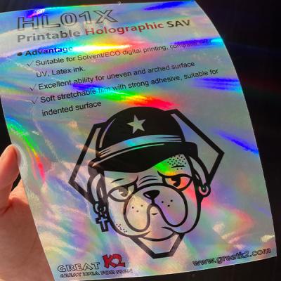 China UV Latex Printable Adhesive Vinyl Eco Solvent Rainbow Holographic Vinyl en venta