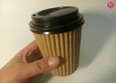 China Standard 8oz Food Grade Kraft Ripple Paper Cups , Beverage Disposable Coffee Cups for sale
