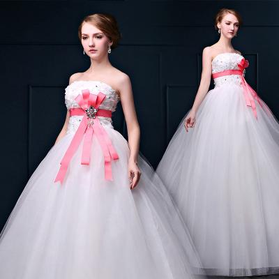 China Pink High Waist Lace Straps Rose Butterfly Sashes Wedding Dress Wholesale Wedding Dress for sale