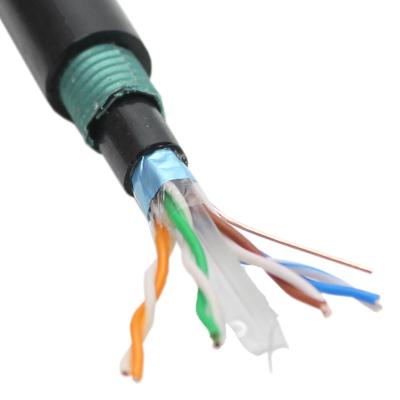 China CAT6 FTP / UTP Solid Direct Burial Armoured External Cable 500m 1000m Length Cat6a for sale