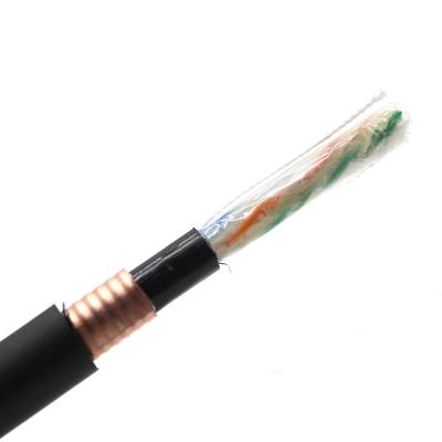 China Cat6 FTP SFTP 23awg Waterproof Lan Cable , Outdoor Black Armored Cable 1000ft / 305m for sale