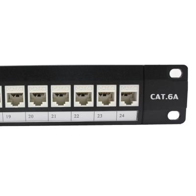 China 19'' 1u 24 Port Rj45 Loaded Patch Panel , Cat6a Patch Panel With Module Jack for sale