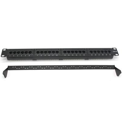 Cina CAT5E 19 Inch 1U 24 48 Ports Full Loading UTP Patch Panel With Cable Manager in vendita