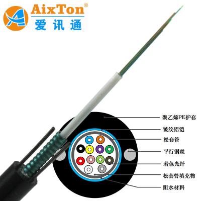China FTTx solution Fiber Optic Cable Fibre Optical GYXTW 4 6 8 12 Cores Single Model Multi-mode Outdoor drop cable for sale