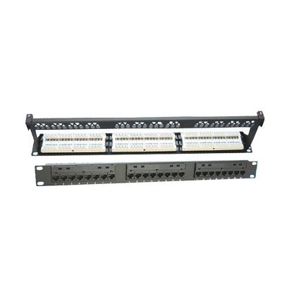 China Straight 1U RJ45 Network Patch Panel 24 Port Cat6 Rack Mount for sale