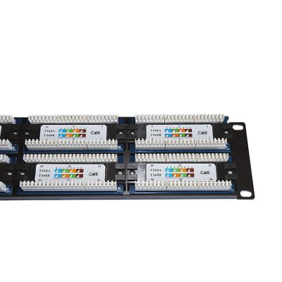 China 48 Port 19 Inch 2U Network Patch Panel CAT6 RJ45 Modular Management for sale