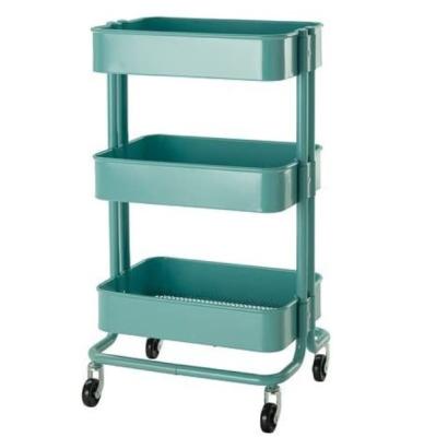 China Storage 3 Tiers Mobile Steel Trolley Cart Metal Storage Trolley Cart Steel Cart Cartos for sale