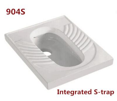 China Sanitary Ware Integrated S-trap Porcelain Squat pan Bathroom Ceramic Squatting Pan W.C. for sale